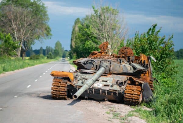 Destroyed russian tank