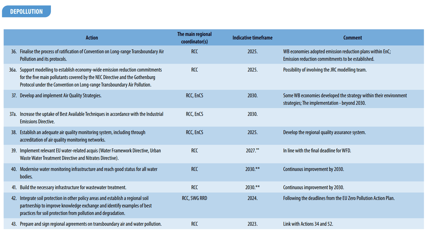 Depollution - Action Plan