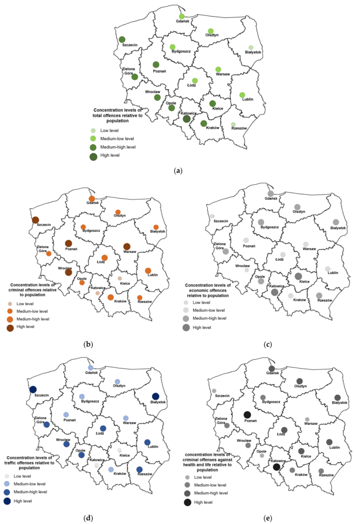 Differentiation of cities in terms of concentration of offenses