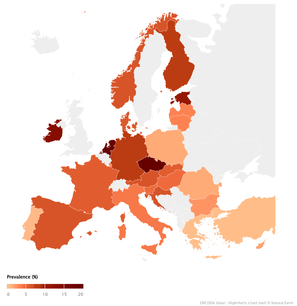 Prevalence of MDMA ('ecstasy') use in Europe
